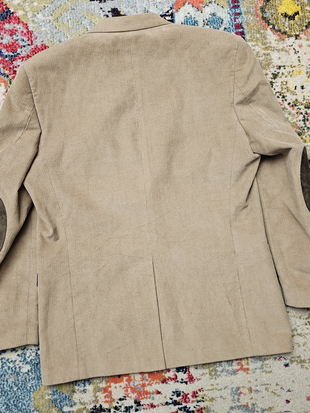 Chaps Sport Coat Mens Size 42R Corduroy Blazer Elbow Patches Khaki Tan - Picture 9 of 16